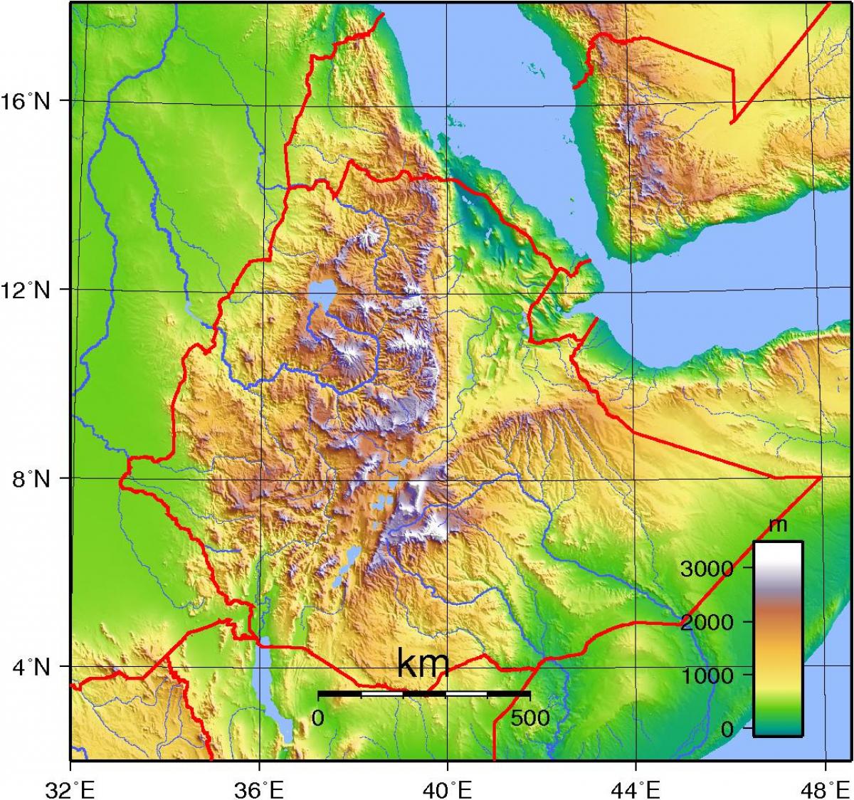 에티오피아 highlands 아프리카 지도