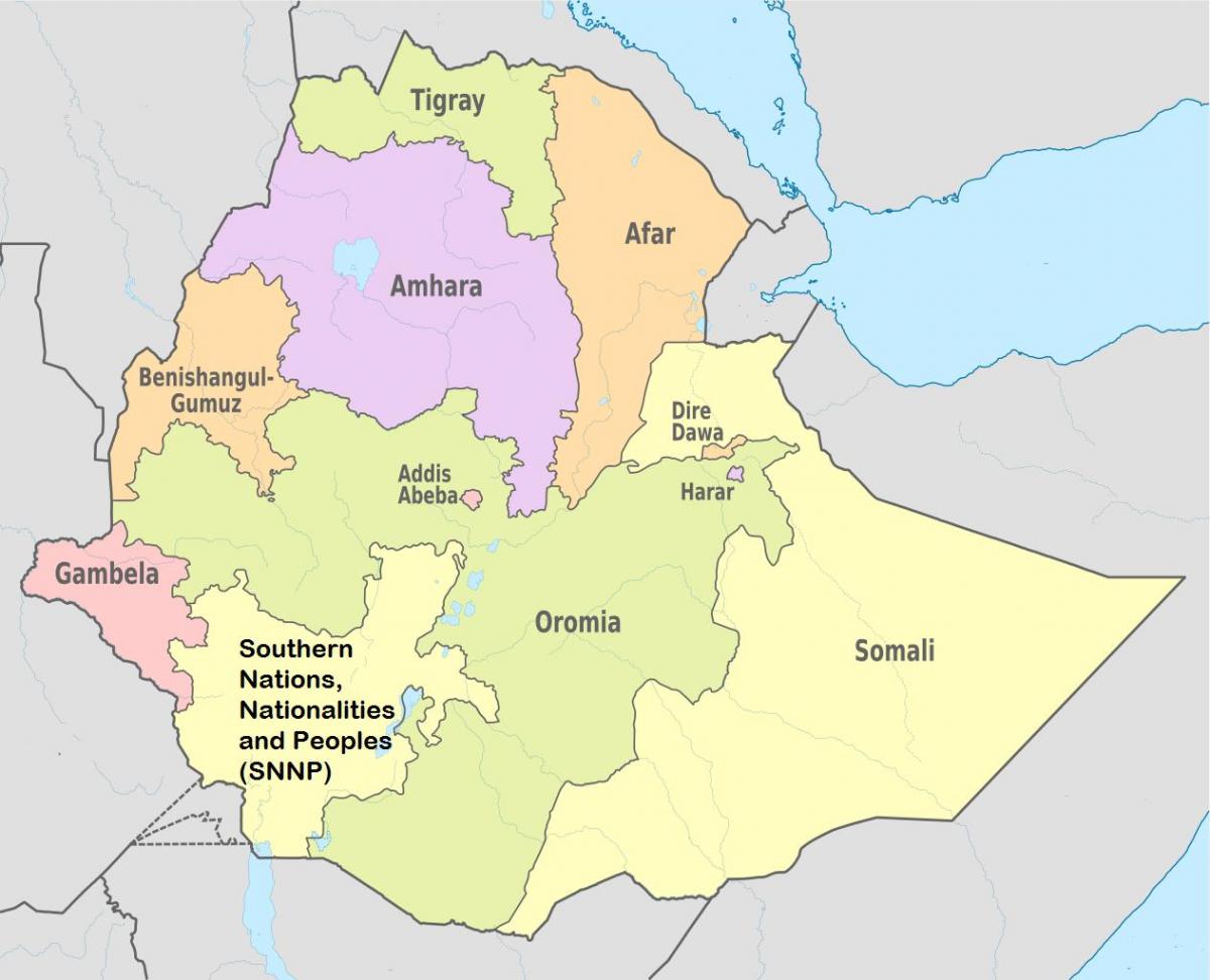 에티오피아 지역 국가 지도