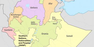 에티오피아 지역 국가 지도