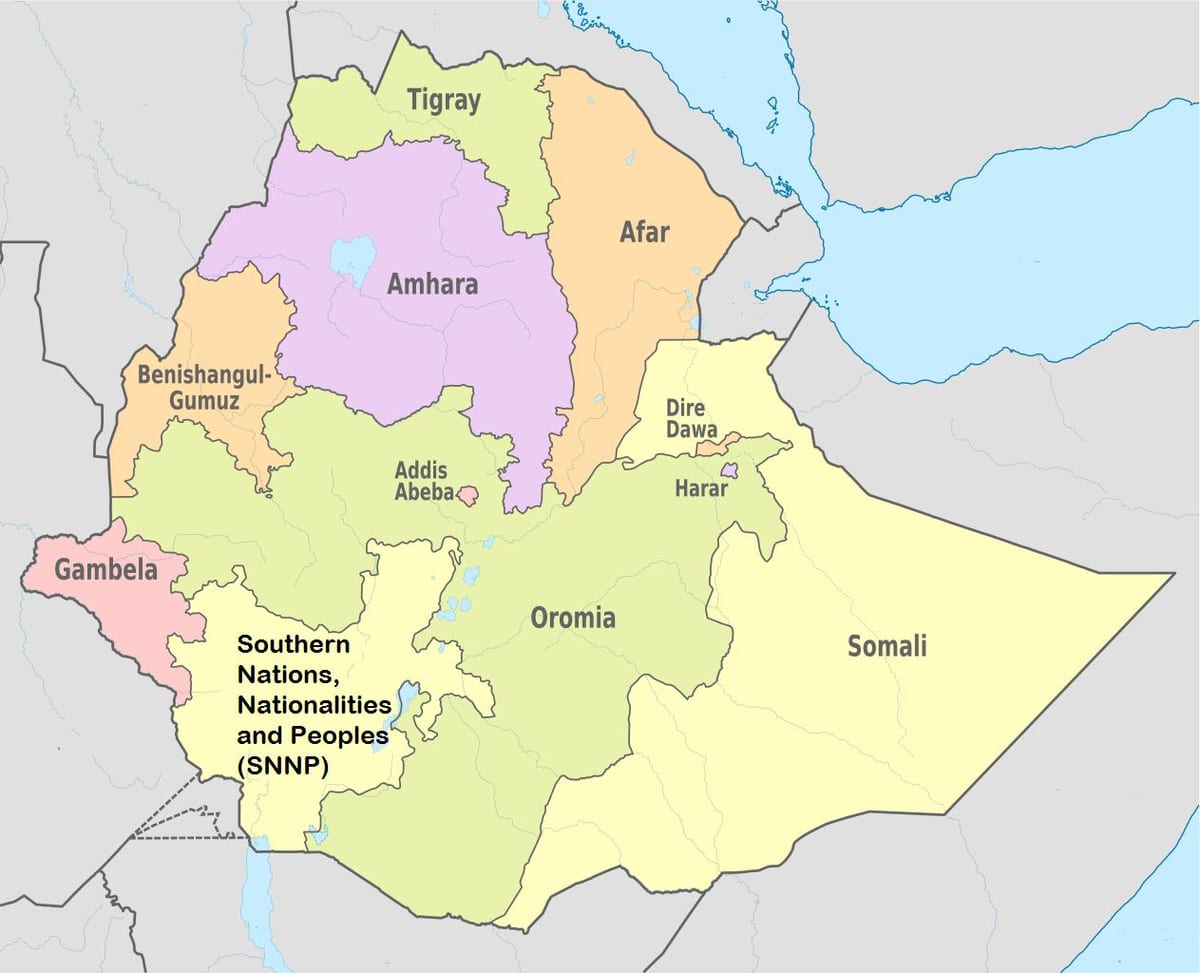 에티오피아 amhara 지역 지도